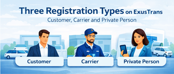 Drie account-registratietypes op ExusTrans voor een betere gebruikerservaring en organisatie van de transportmarktplaats